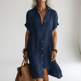 Timéa™ — Robe chemise midi respirante élégance parisienne