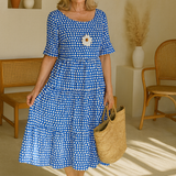 Noémie™ — Robe midi fluide élégante naturelle