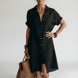 Timéa™ — Robe chemise midi respirante élégance parisienne
