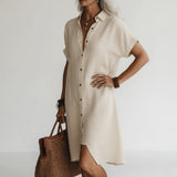 Timéa™ — Robe chemise midi respirante élégance parisienne