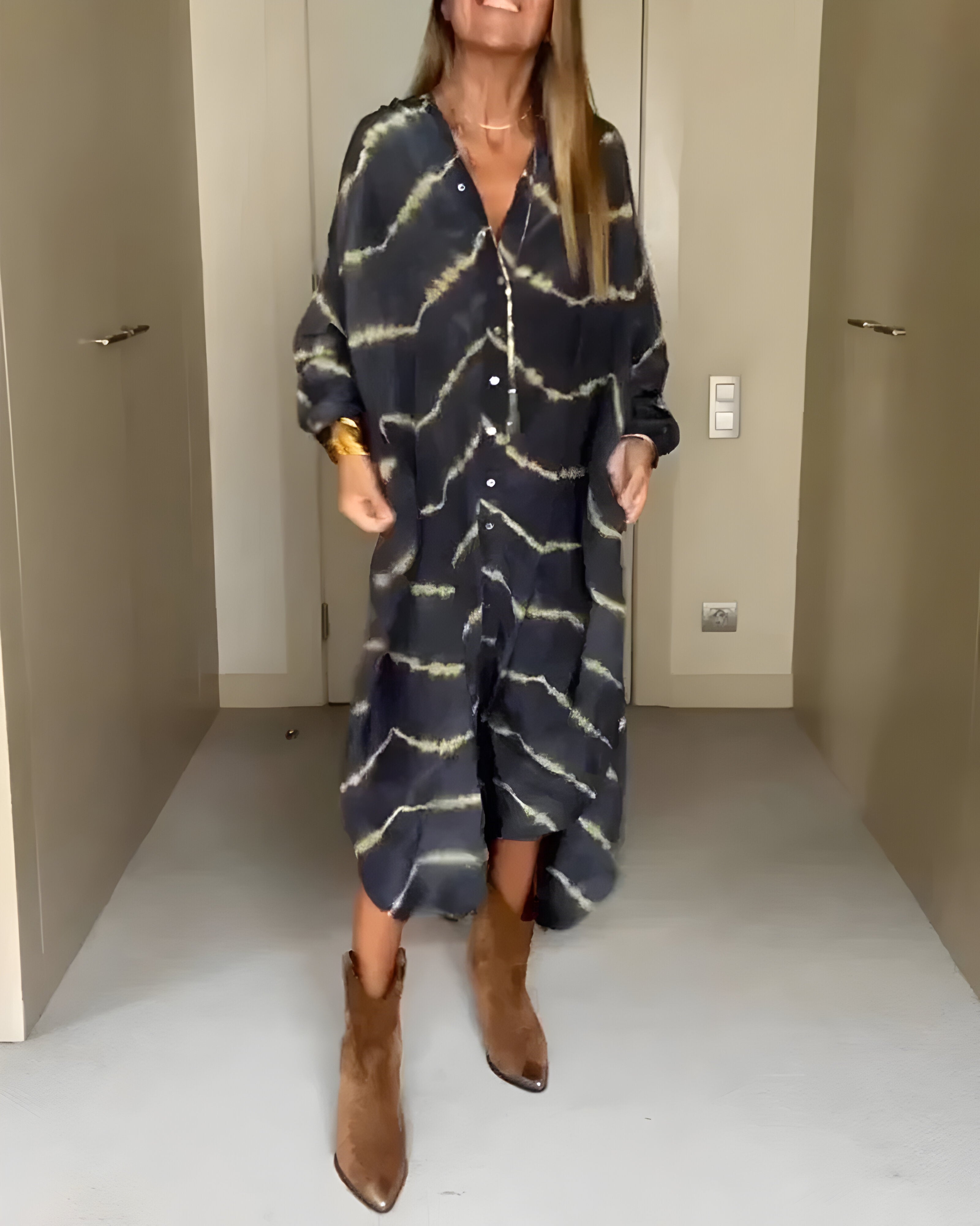 Aurélie™ | Макси рокля Бохем Chic с райета