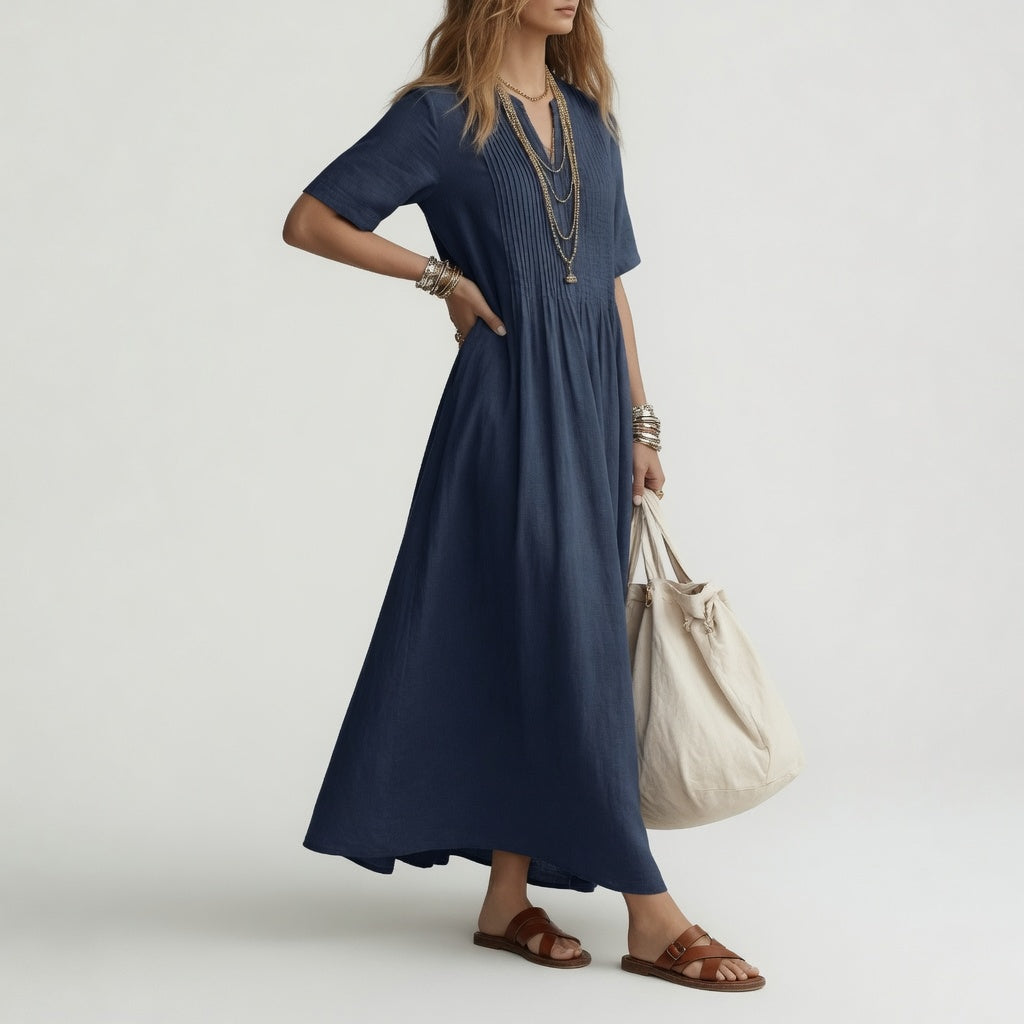 Pélagie™ — Robe longue coton col V liberté estivale