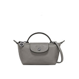 Мини чанта от кожа Longchamp - Сива