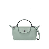 Мини чанта от кожа Longchamp - Светло синя