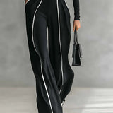 Céline | Шикозен комплект с висока яка и широки панталони