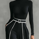 Céline | Шикозен комплект с висока яка и широки панталони