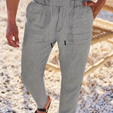 NICHOLS | ШИРОКИ ЛИНОВИ ПАНТАЛОНИ С КОРДОН